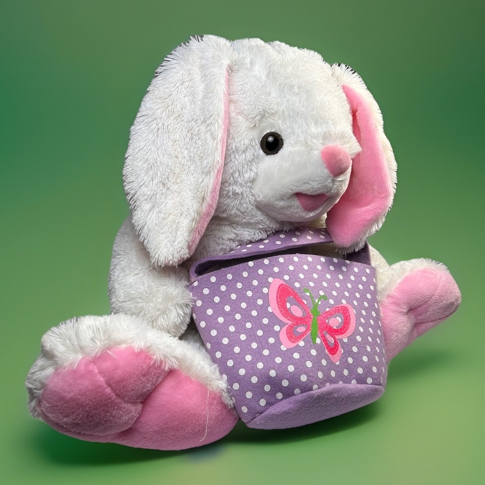 Dan Dee Collectors Choice Easter Bunny Rabbit 16" Plush Stuffed Purple Basket Lg